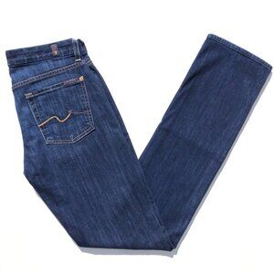 7 for All Mankind Jeans Women's Size 27 34 Blue Kimmie Straight Leg Dark Wash